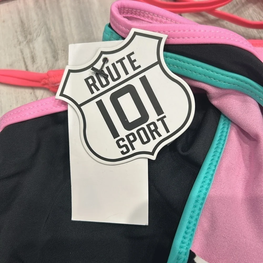 Route 101 Sport pink black bikini swim set size small